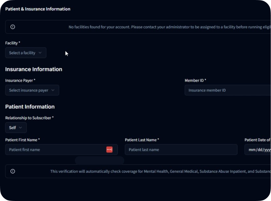 Eligibility verification panel with patient insurance coverage details
